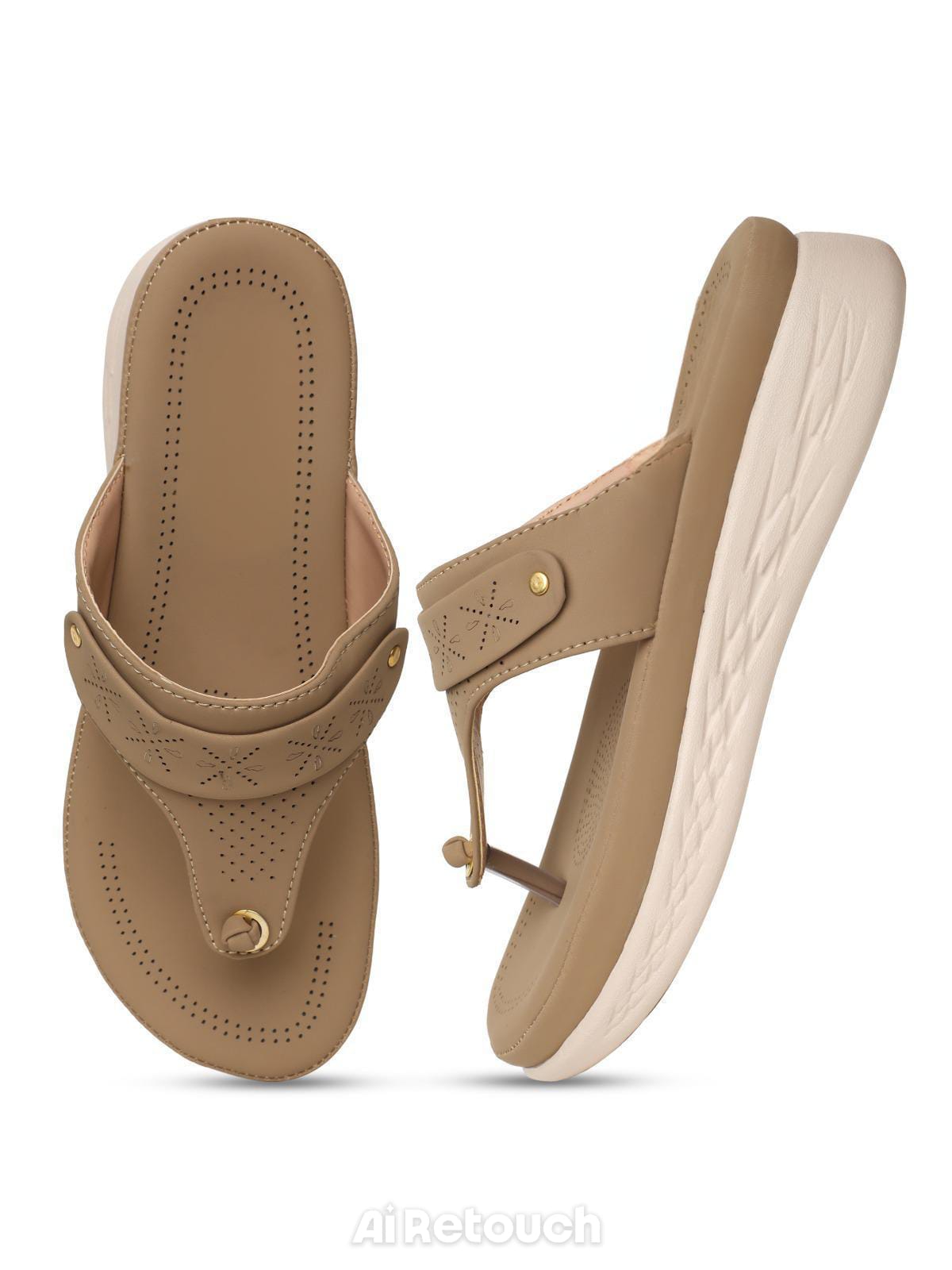 Nekmo Fashion  womens talot Brown  thong-wedges